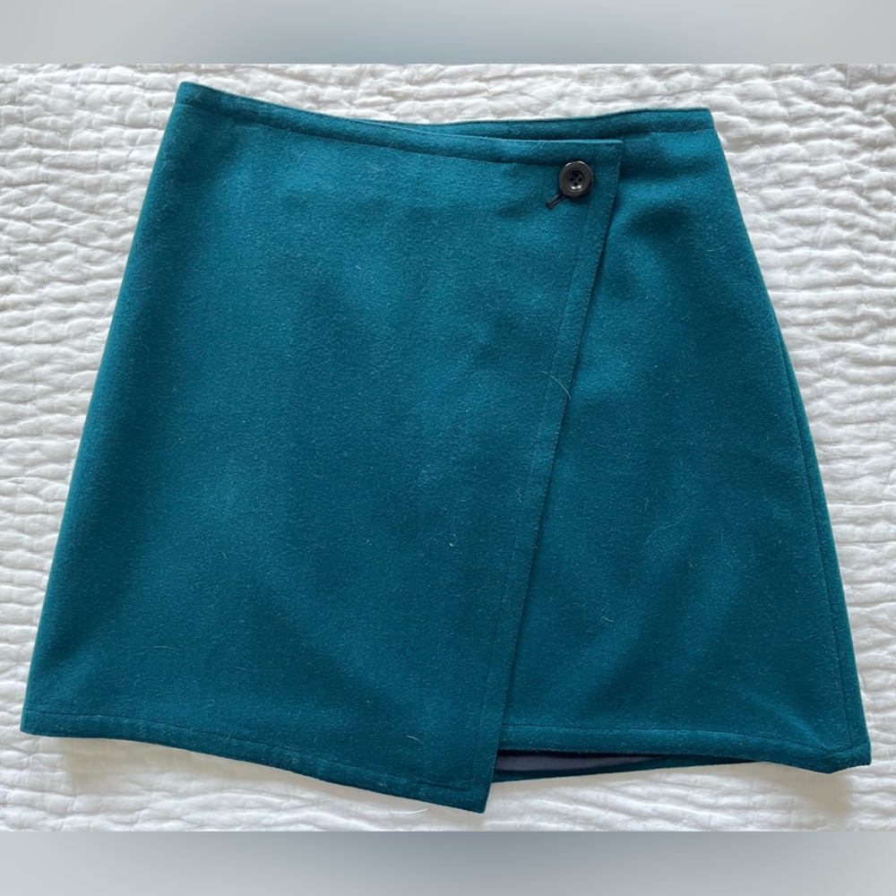 NWT LOFT Wool Miniskirt (teal, size 4)